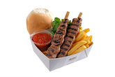 Adana kebab menu 510 gr. (2 pcs. Adana kebab -100% lamb and beef with french fries, homemade lyutenitsa and bread)